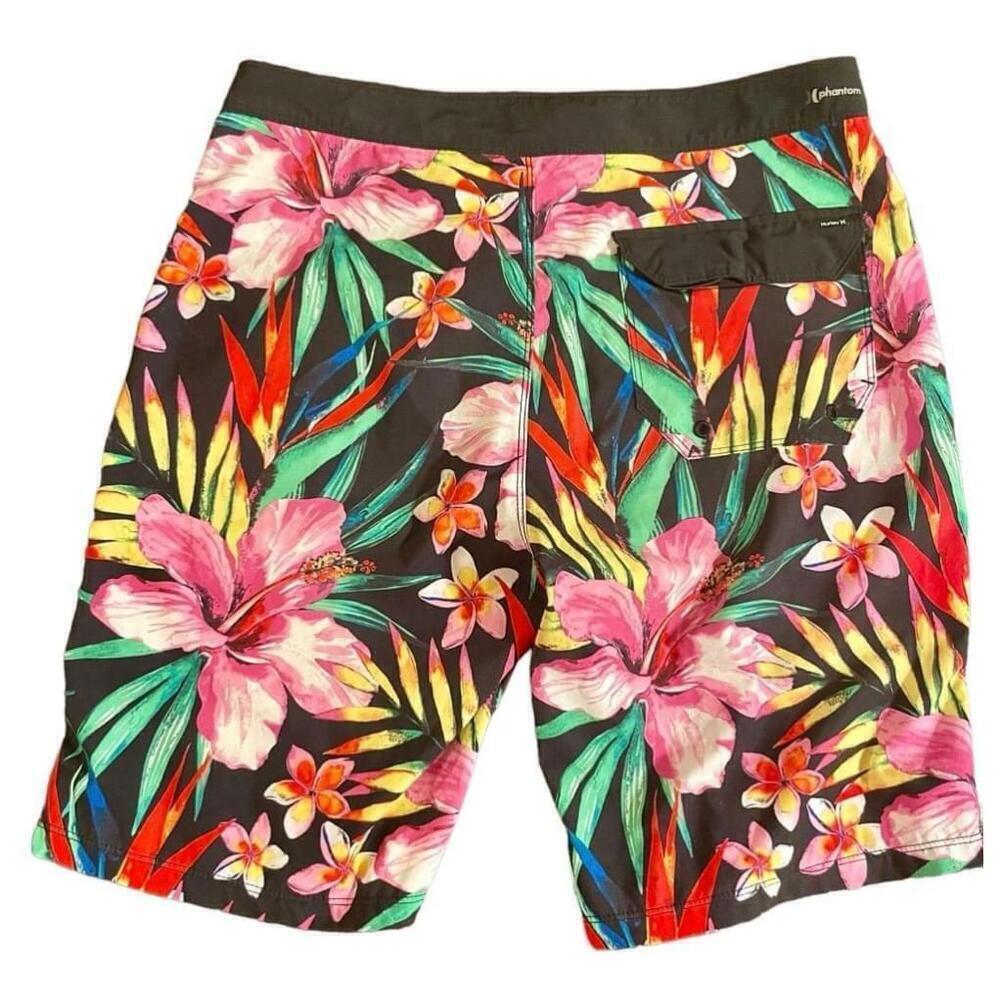 Size S Men's Hurley Phantom Floral Board Shorts Swim Trunks Size 30 Black Pink - Picture 4 of 6
